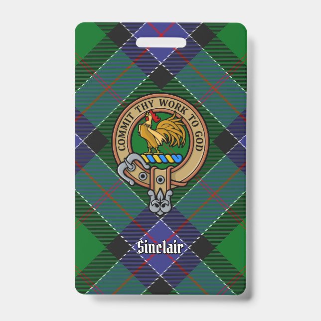 Clan Sinclair Crest over Hunting Tartan Badge (Front)