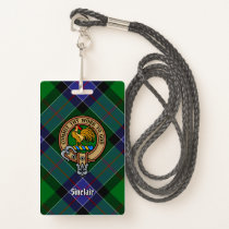 Clan Sinclair Crest over Hunting Tartan Badge