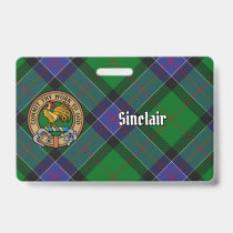 Clan Sinclair Crest over Hunting Tartan Badge