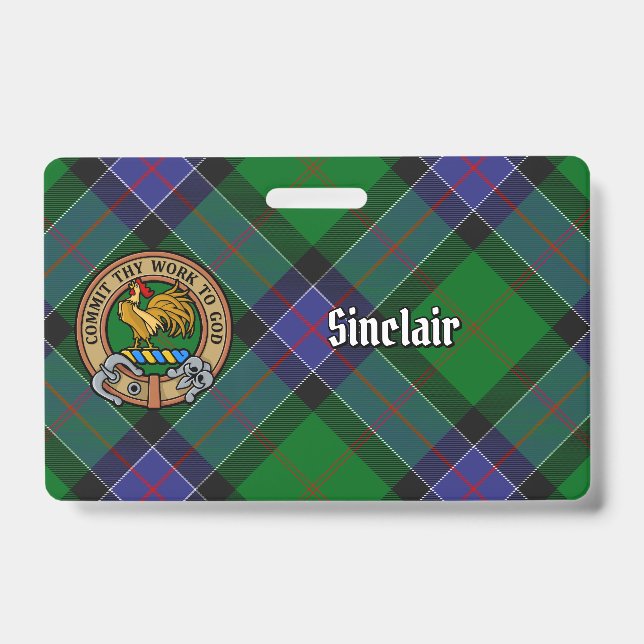 Clan Sinclair Crest over Hunting Tartan Badge (Front)