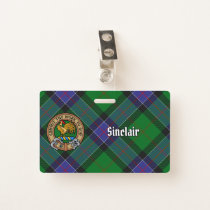 Clan Sinclair Crest over Hunting Tartan Badge