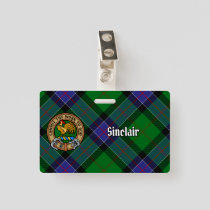 Clan Sinclair Crest over Hunting Tartan Badge