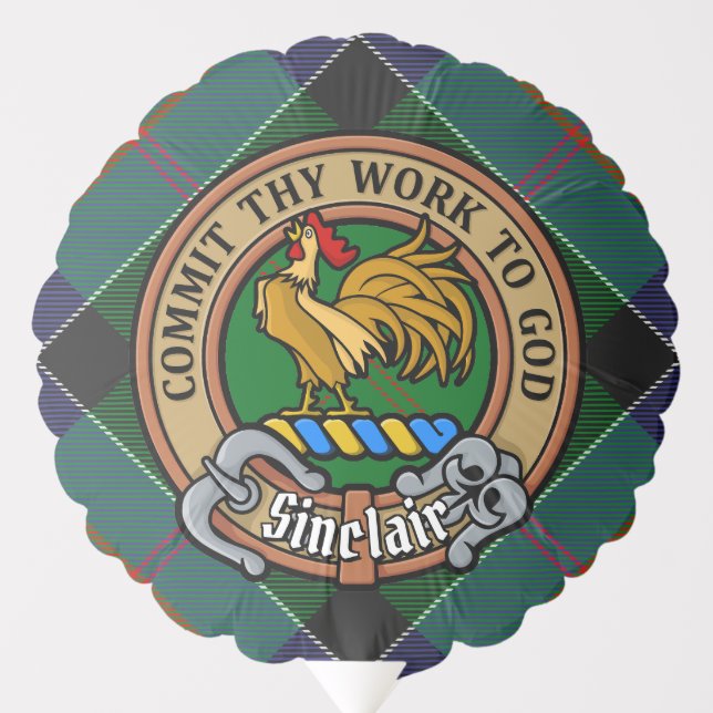 Clan Sinclair Crest over Hunting Tartan Balloon (Front)