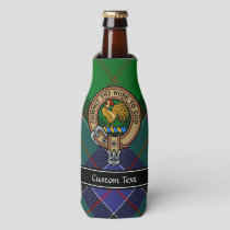 Clan Sinclair Crest over Hunting Tartan Bottle Cooler