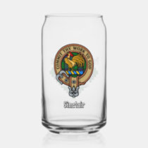 Clan Sinclair Crest over Hunting Tartan Can Glass