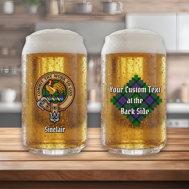 Clan Sinclair Crest over Hunting Tartan Can Glass (Creator Uploaded)