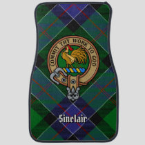 Clan Sinclair Crest over Hunting Tartan Car Floor Mat
