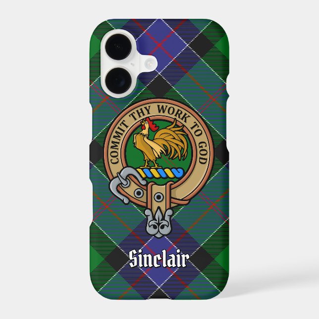 Clan Sinclair Crest over Hunting Tartan Case-Mate iPhone Case (Back)