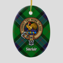 Clan Sinclair Crest over Hunting Tartan Ceramic Ornament