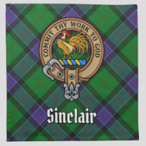 Clan Sinclair Crest over Hunting Tartan Cloth Napkin