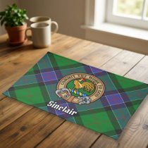 Clan Sinclair Crest over Hunting Tartan Cloth Placemat