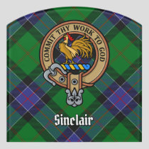 Clan Sinclair Crest over Hunting Tartan Door Sign