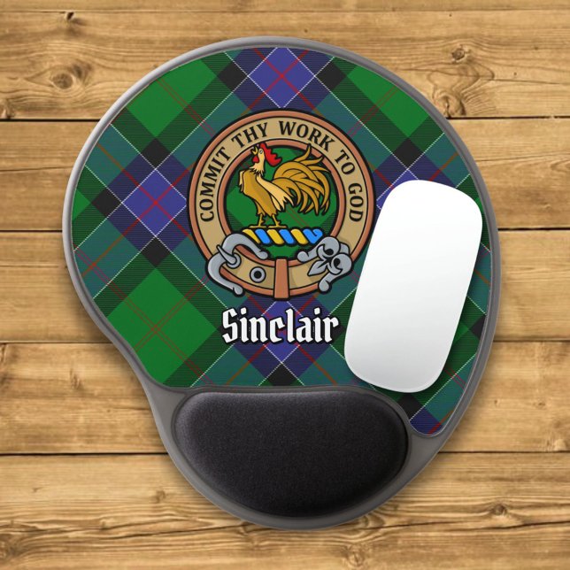 Clan Sinclair Crest over Hunting Tartan Gel Mouse Pad (Creator Uploaded)