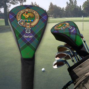 Clan Sinclair Crest over Hunting Tartan Golf Head Cover