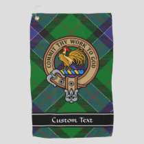 Clan Sinclair Crest over Hunting Tartan Golf Towel