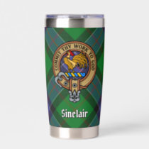 Clan Sinclair Crest over Hunting Tartan Insulated Tumbler