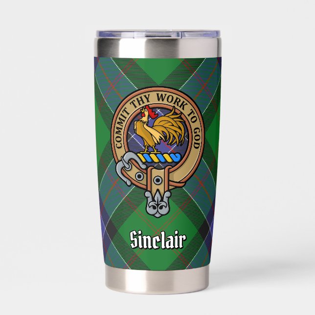 Clan Sinclair Crest over Hunting Tartan Insulated Tumbler (Front)