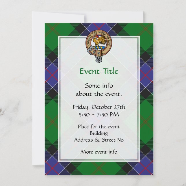 Clan Sinclair Crest over Hunting Tartan Invitation (Front)