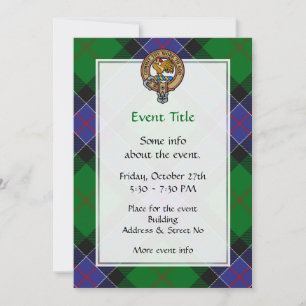 Clan Sinclair Crest over Hunting Tartan Invitation