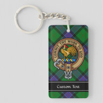 Clan Sinclair Crest over Hunting Tartan Keychain