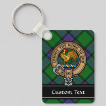 Clan Sinclair Crest over Hunting Tartan Keychain