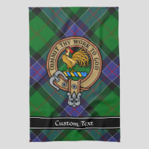 Clan Sinclair Crest over Hunting Tartan Kitchen Towel