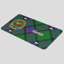 Clan Sinclair Crest over Hunting Tartan License Plate
