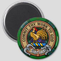 Clan Sinclair Crest over Hunting Tartan Magnet