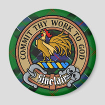 Clan Sinclair Crest over Hunting Tartan Magnet