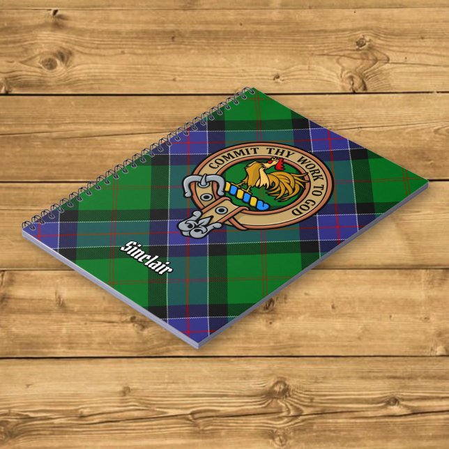 Clan Sinclair Crest over Hunting Tartan Notebook (Creator Uploaded)