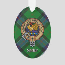 Clan Sinclair Crest over Hunting Tartan Ornament