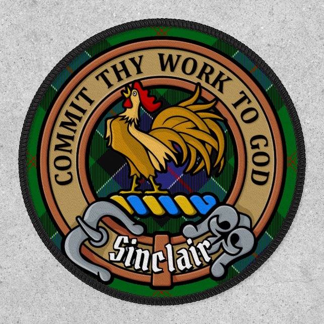 Clan Sinclair Crest over Hunting Tartan Patch (Front)