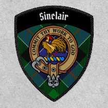 Clan Sinclair Crest over Hunting Tartan Patch