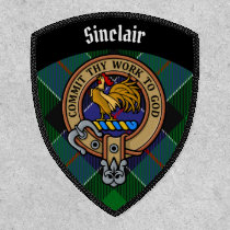 Clan Sinclair Crest over Hunting Tartan Patch