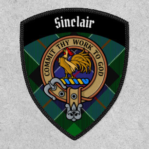 Clan Sinclair Crest over Hunting Tartan Patch
