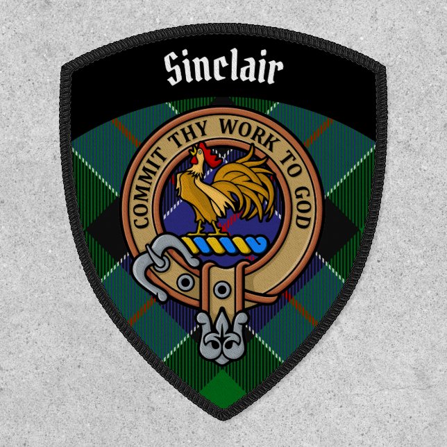 Clan Sinclair Crest over Hunting Tartan Patch (Front)