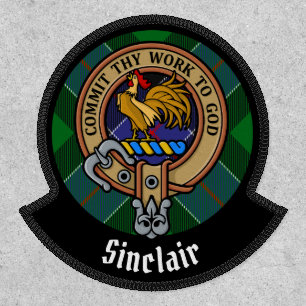 Clan Sinclair Crest over Hunting Tartan Patch