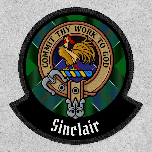 Clan Sinclair Crest over Hunting Tartan Patch (Front)
