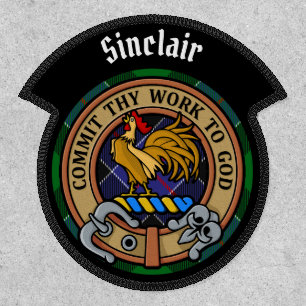 Clan Sinclair Crest over Hunting Tartan Patch