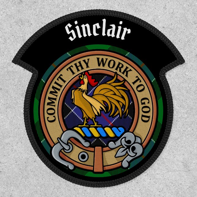 Clan Sinclair Crest over Hunting Tartan Patch (Front)