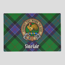 Clan Sinclair Crest over Hunting Tartan Placemat