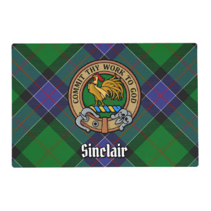 Clan Sinclair Crest over Hunting Tartan Placemat