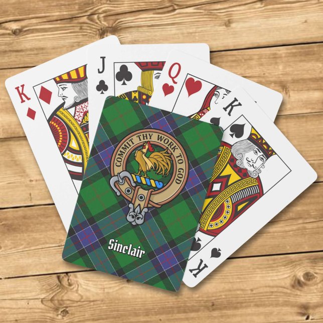 Clan Sinclair Crest over Hunting Tartan Poker Cards (Creator Uploaded)