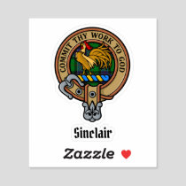 Clan Sinclair Crest over Hunting Tartan Sticker