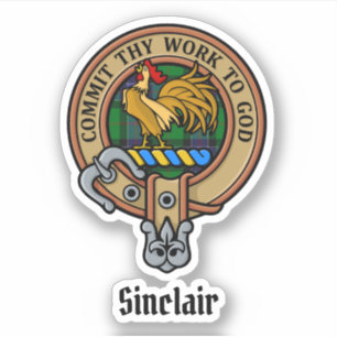Clan Sinclair Crest over Hunting Tartan Sticker