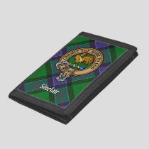 Clan Sinclair Crest over Hunting Tartan Trifold Wallet