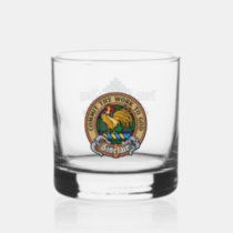 Clan Sinclair Crest over Hunting Tartan Whiskey Glass