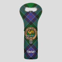 Clan Sinclair Crest over Hunting Tartan Wine Bag