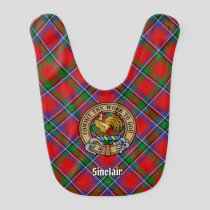 Clan Sinclair Crest over Red Tartan Baby Bib