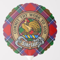 Clan Sinclair Crest over Red Tartan Balloon